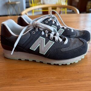 New Balance 574 Blue and Tan Sneakers